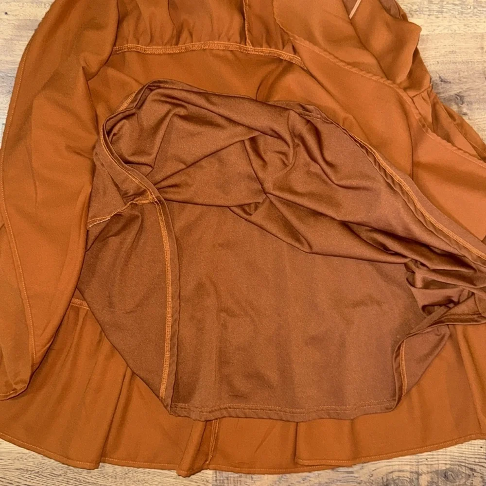 TCEC Brown and Orange Tiered Ruffled Sundress